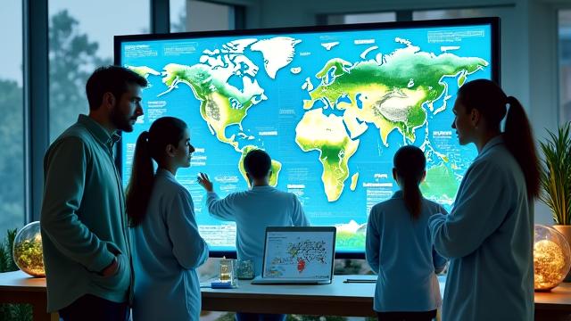 研究室でデータ分析を行う科学者の様子